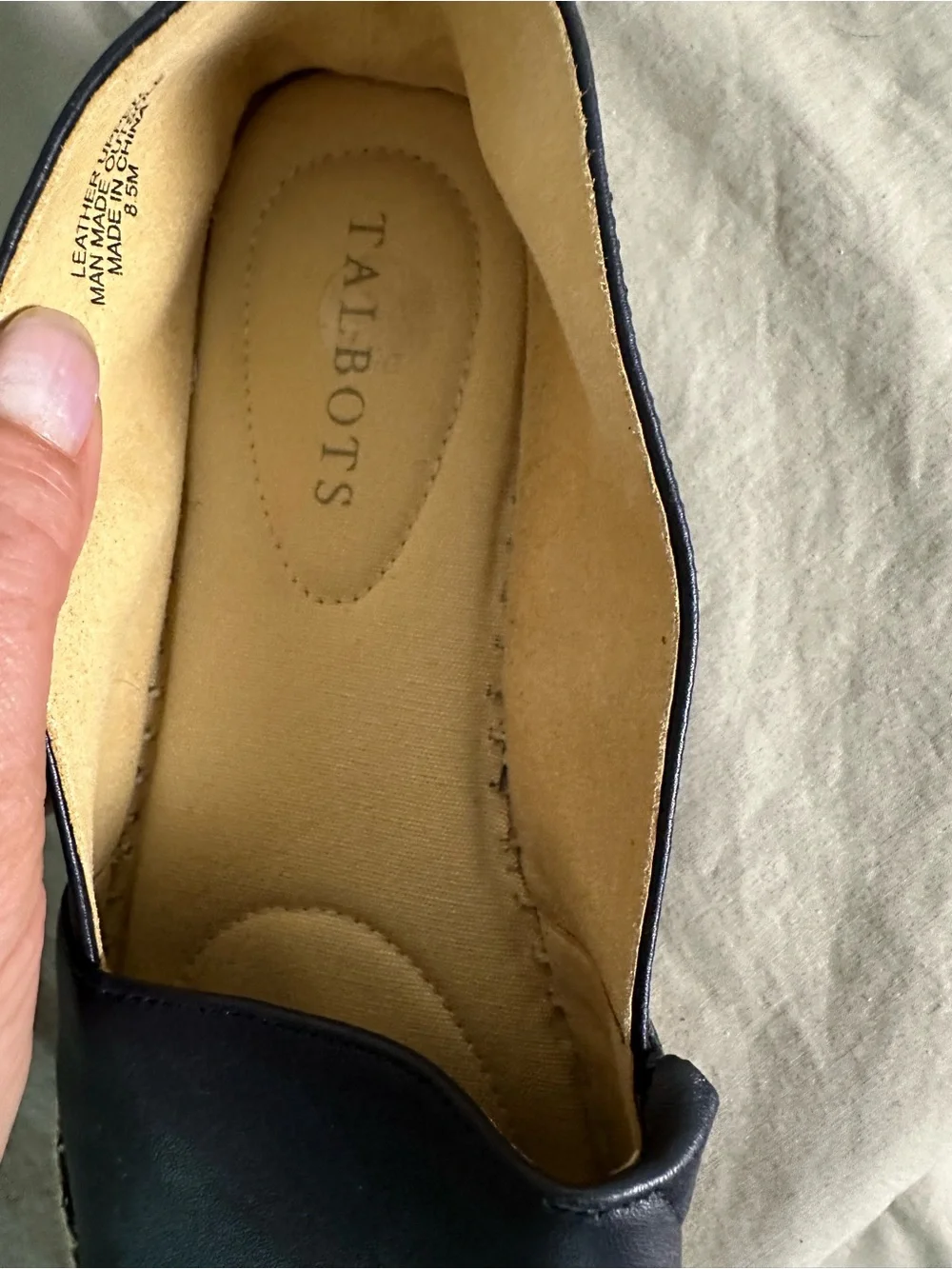 Talbots Navy Leather Espadrille Slip On Flats 8.5M